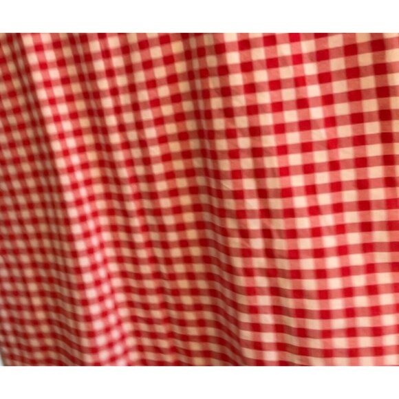 Two Pioneer Woman Red & White Pom Tassled Window Panels 34.5" gingham - Picture 12 of 13